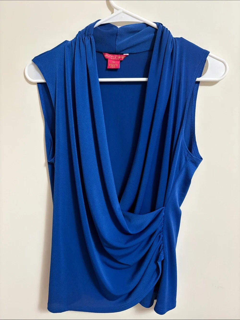 Draped Cowl Neck Top in Royal Blue
